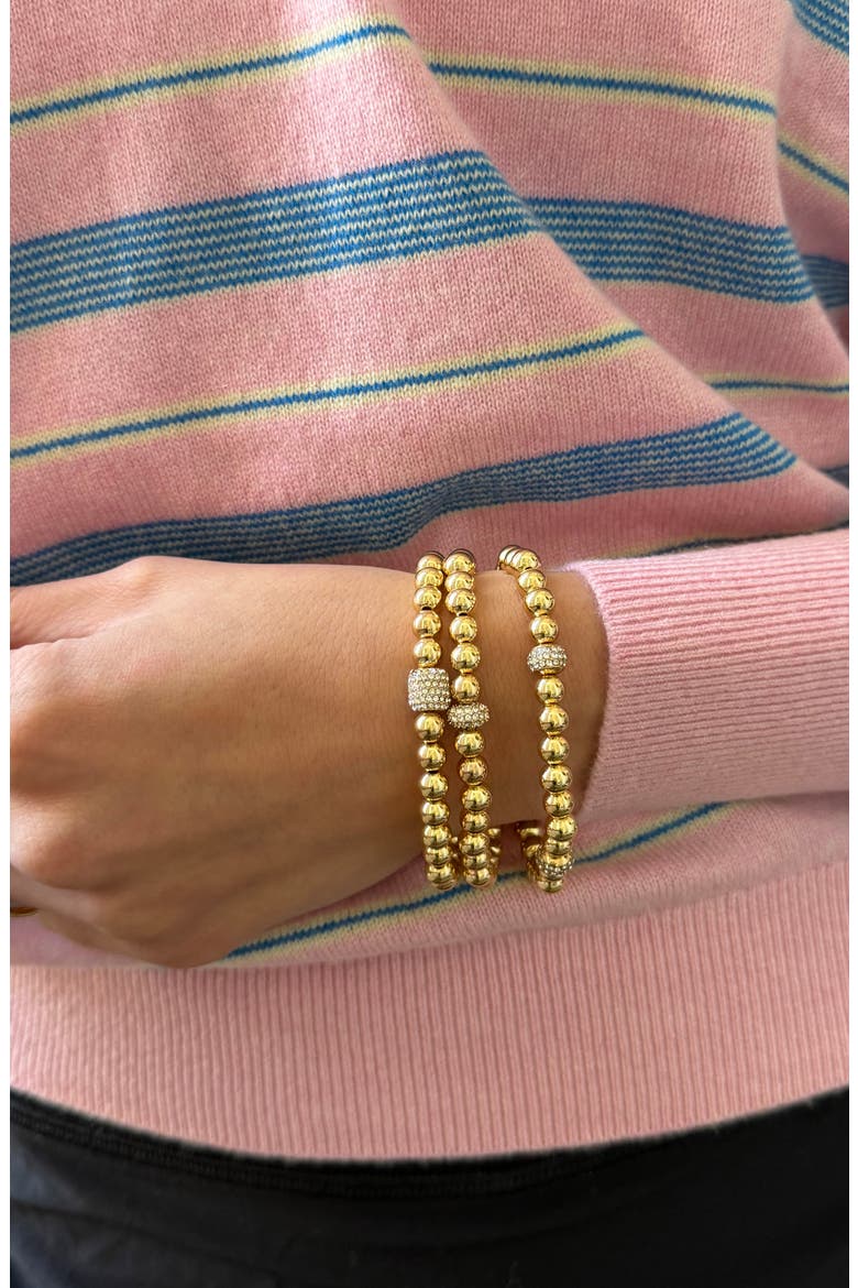 Set of 3 Pisa Beaded Bracelets, Alternate, color, BRASS/ GLASS CRYSTAL