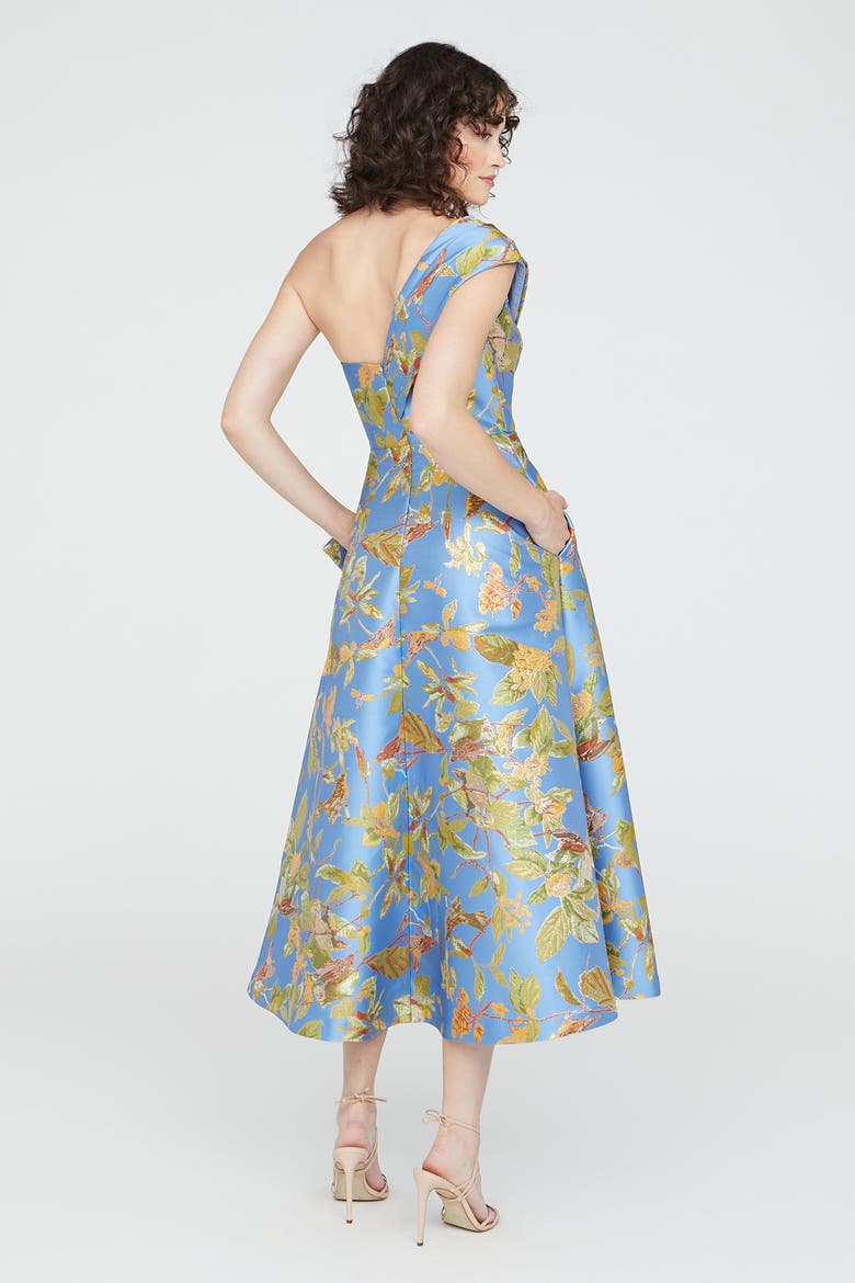 Dalia Tea Length Dress, Alternate, color, Cornflower/Marigold
