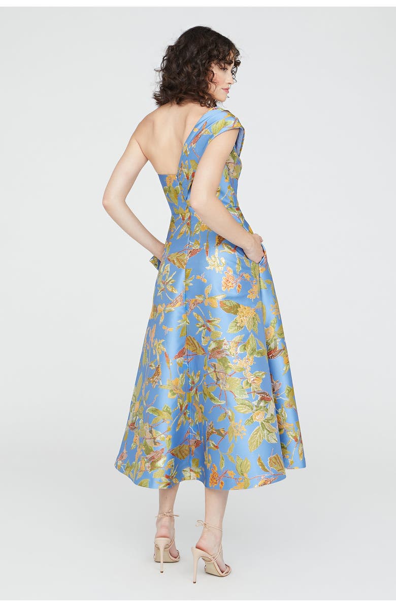 Theia Dalia Tea Length Dress, Alternate, color, Cornflower/Marigold