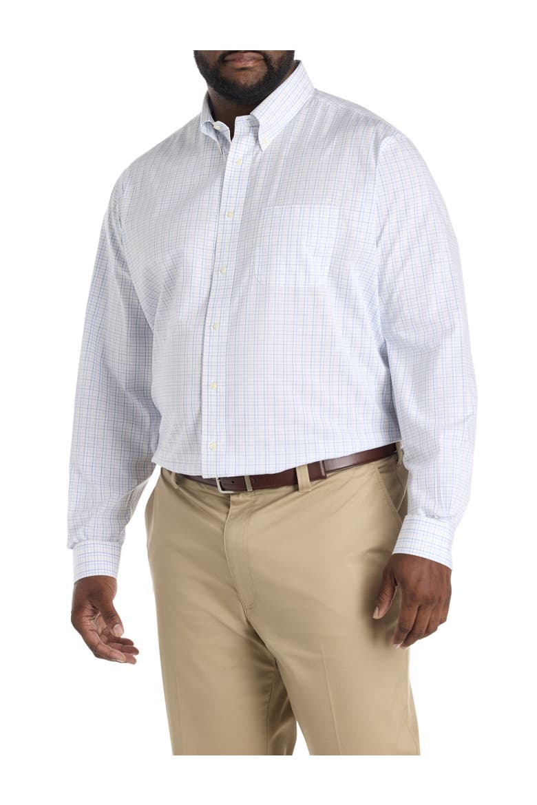Big & Tall Non-Iron Tattersall Grid Dress Shirt, Alternate, color, YELLOW