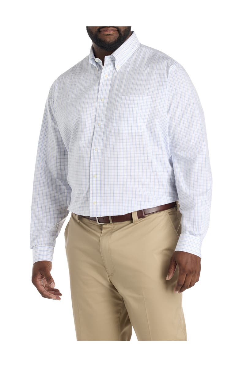 Brooks Brothers Big & Tall Non-Iron Tattersall Grid Dress Shirt, Alternate, color, Yellow