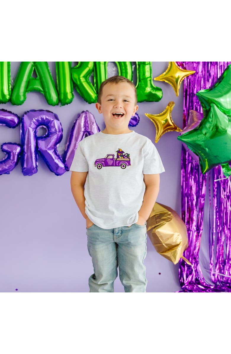 Sweet Wink Mardi Gras Truck Patch Short Sleeve T-Shirt, Alternate, color, Ash