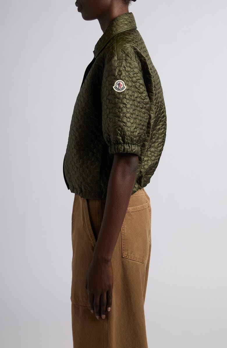 Moncler Flower Quilted Short Sleeve Jacket, Alternate, color, Deep Depths
