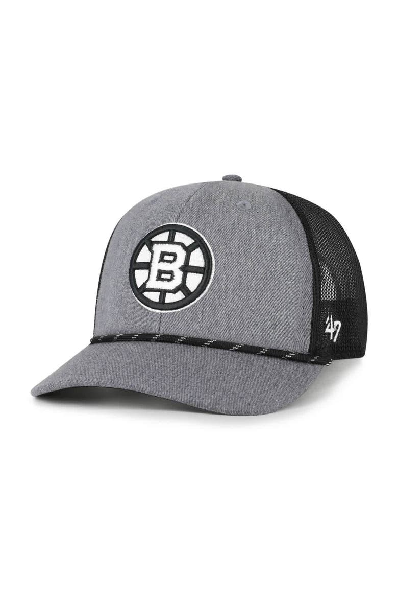 Men's '47  Gray Boston Bruins Carbon Rope Trucker Adjustable Hat, Main, color, Gray