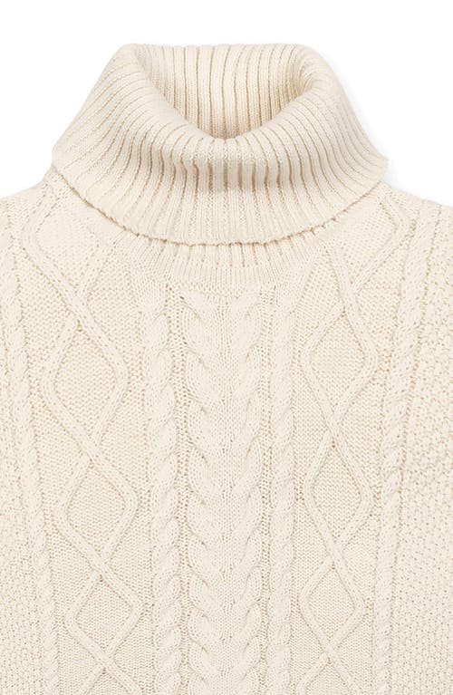 Hope & Henry Organic Sleeveless Cable Knit Turtleneck Sweater In White