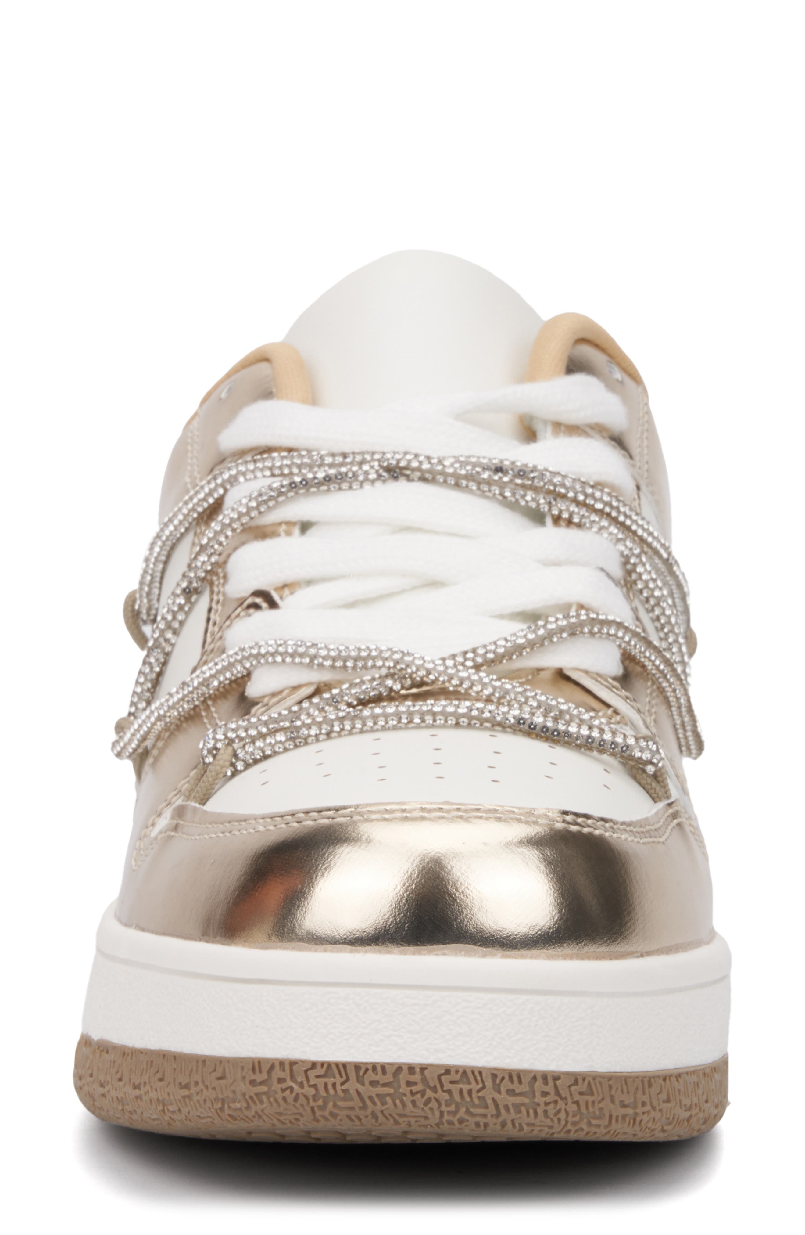 NEW YORK AND COMPANY Fable Metallic Sneaker, Alternate, color, Gold