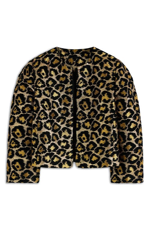 Boden Metallic Leopard Crop Jacket In Gold
