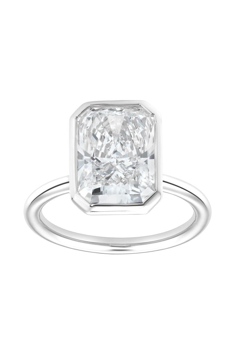 LuvMyJewelry Nerina 14K Gold Radiant Bezel Lab Grown Diamond Solitaire Engagement Ring - 5 Cts, Main, color, 14K White Gold
