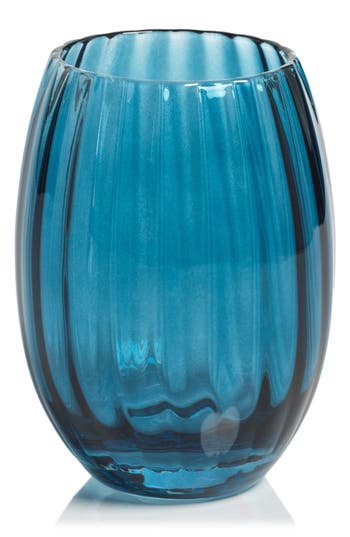 Zodax Malden Optic Set Of 4 Stemless Wine Glasses In Blue
