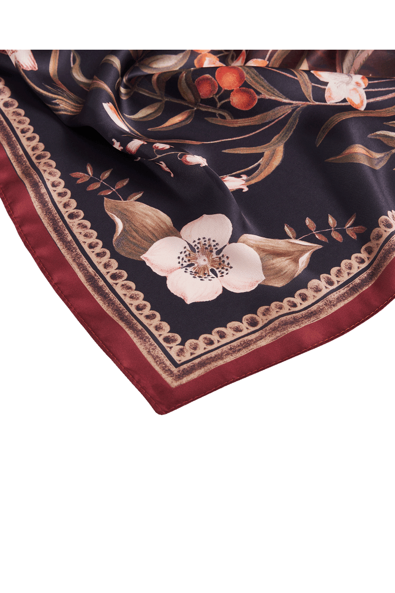 Aurora Tales Peach Square Scarf, Alternate, color, Chocolate & Peach
