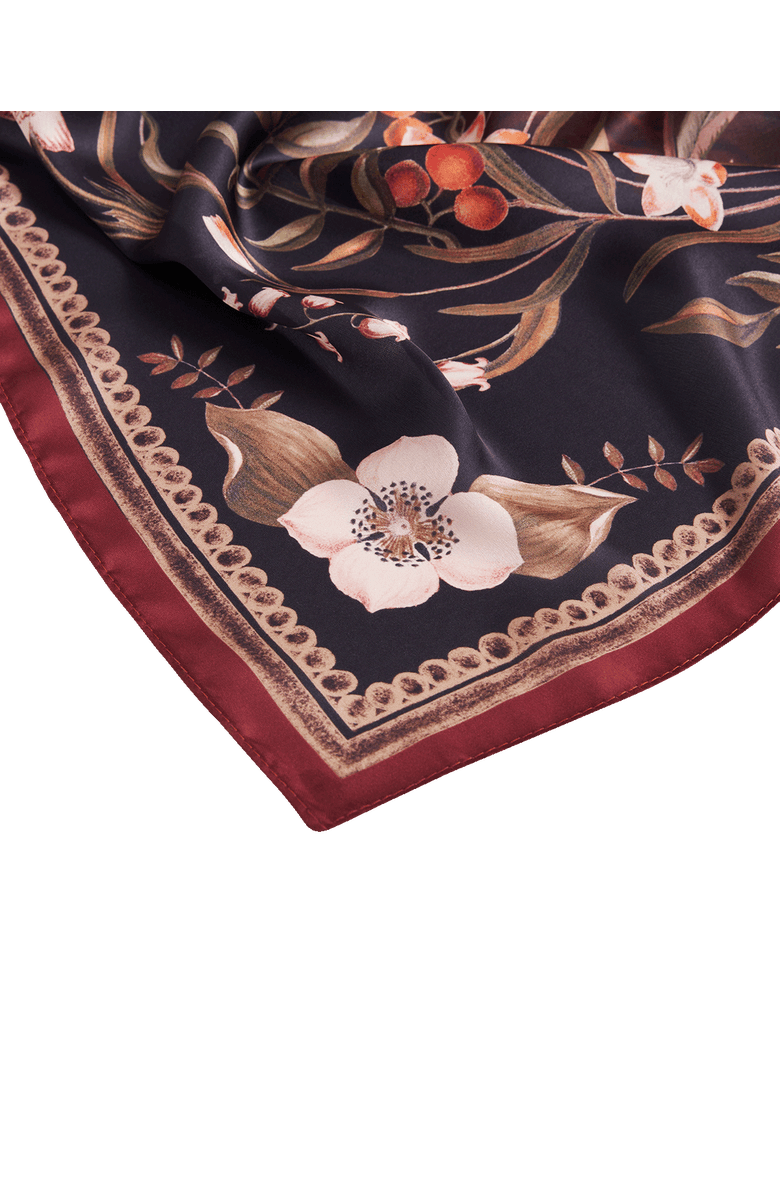 Fable England Aurora Tales Peach Square Scarf, Alternate, color, Chocolate & Peach