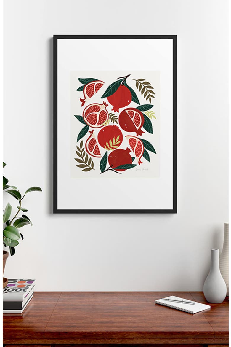 Pomegranates Pattern Framed Art Print, Alternate, color, GREEN