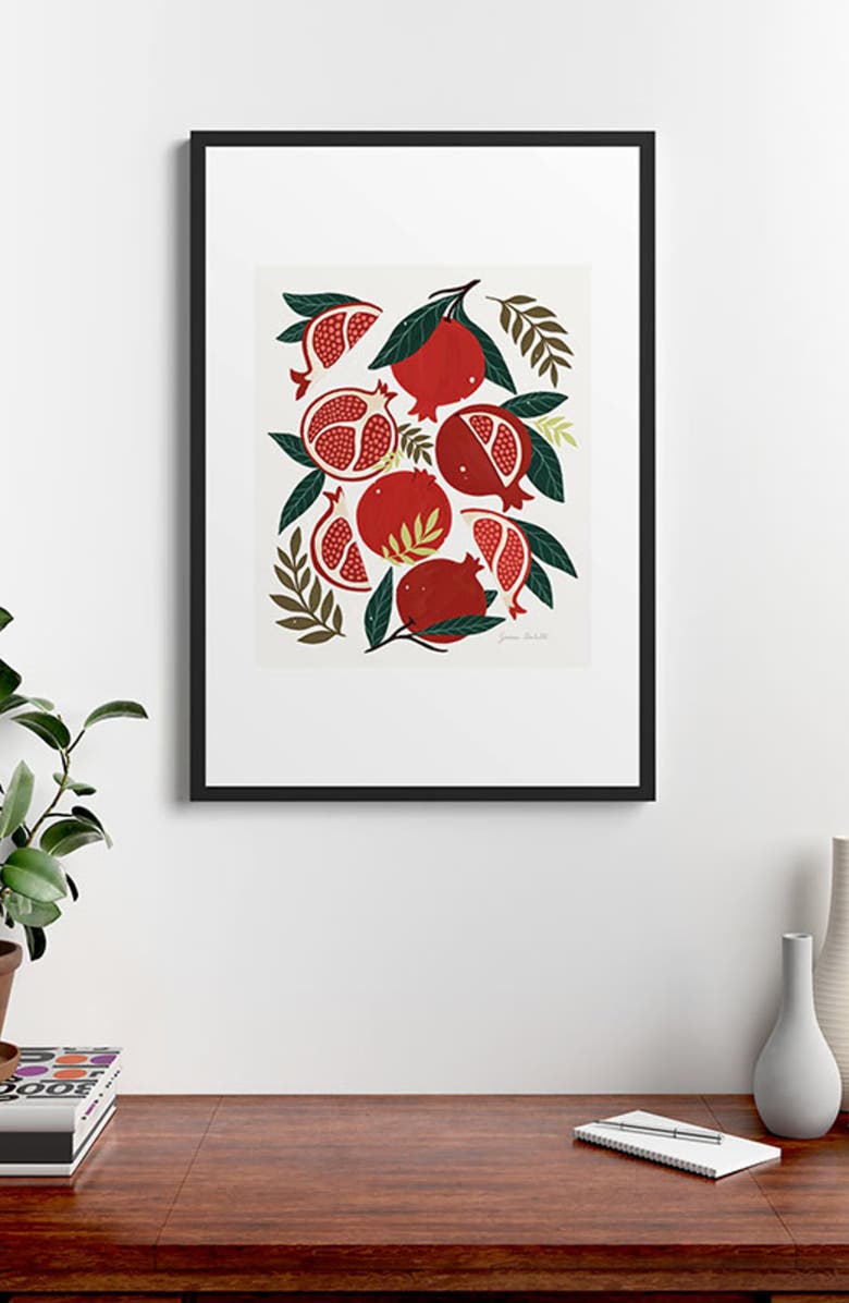 Deny Designs Pomegranates Pattern Framed Art Print, Alternate, color, Green