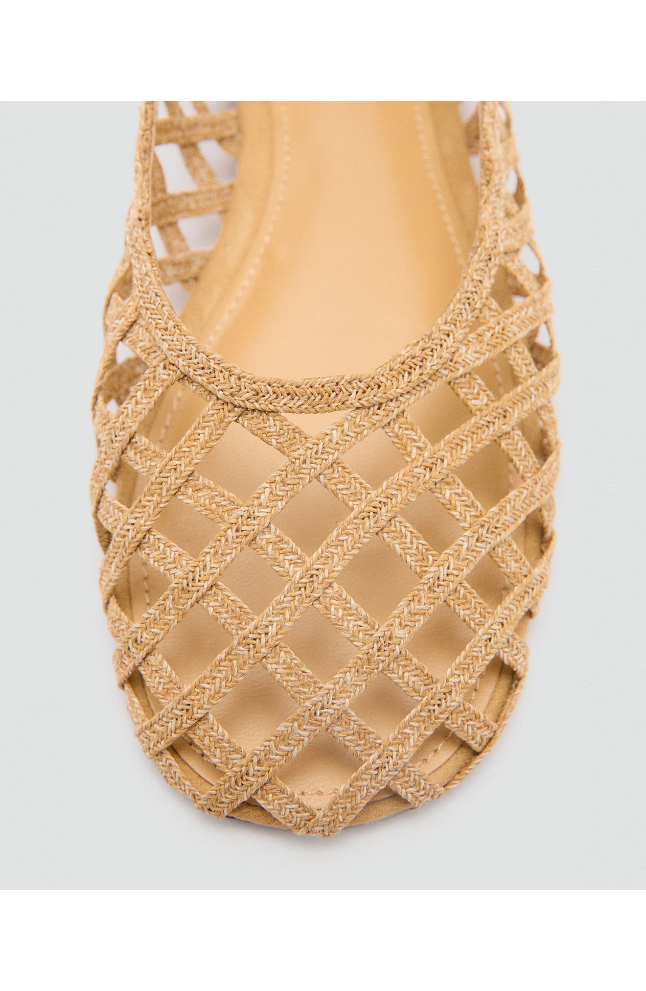 MANGO Open Weave Ballet Flat, Alternate, color, Medium Brown