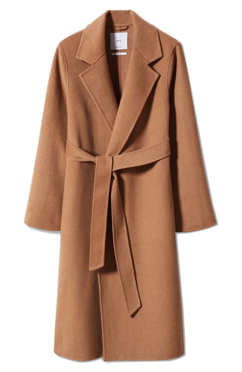 MANGO Belted Wool Blend Coat, Alternate, color,