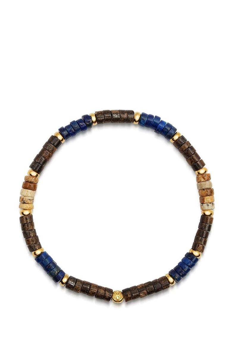 Nialaya Heishi Beaded Wristband, Main, color, Brown