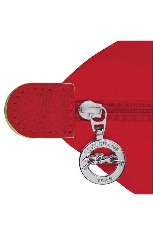 Longchamp Medium Le Pliage Green Recycled Canvas Shoulder Tote Bag In Red