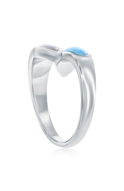 Simona Larimar & Mother-of-pearl Bypass Ring In Silver