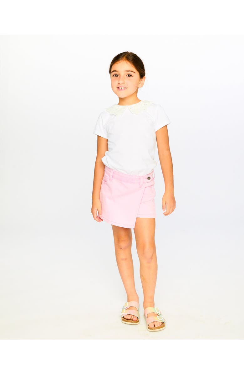 Deux par Deux Short Sleeve Crochet Peter Pan Collar T-Shirt, Alternate, color, White