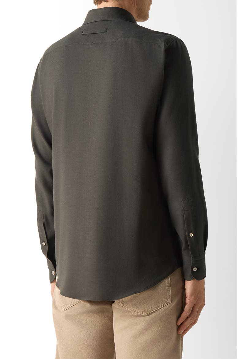 Regular Fit Cotton & Cashmere Dress Shirt, Alternate, color, DARK OLIVE GREEN