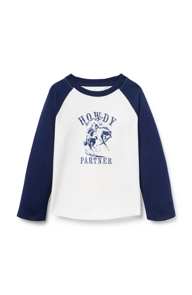 Janie and Jack Howdy Baseball Raglan Sleeve Tee, Main, color, Navy