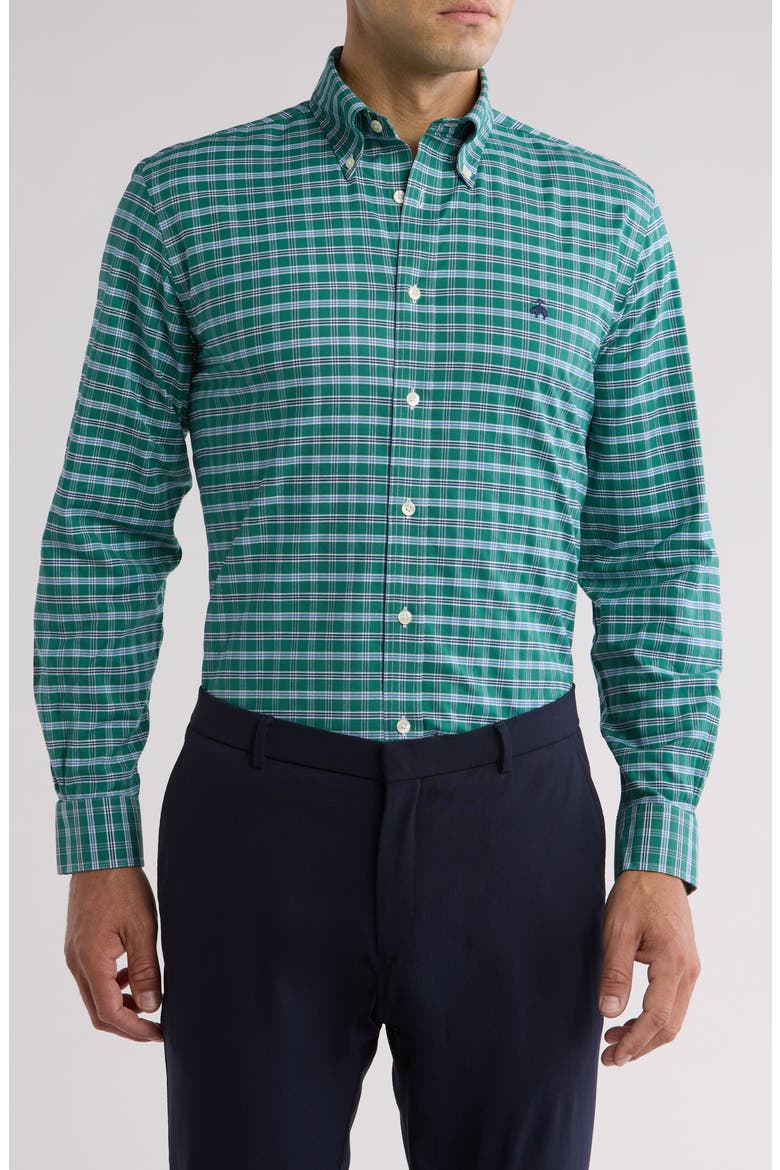 Regular Fit Oxford Shirt, Main, color, GREEN CHECK