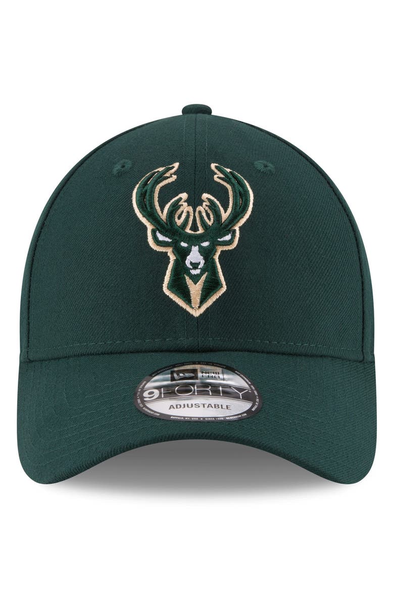New Era Men's New Era Hunter Green Milwaukee Bucks Official Team Color 9FORTY Adjustable Hat, Alternate, color, 