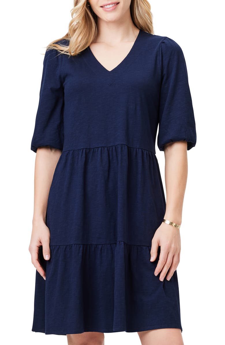 NZT by NIC+ZOE Elbow Sleeve Tiered Dress, Alternate, color,