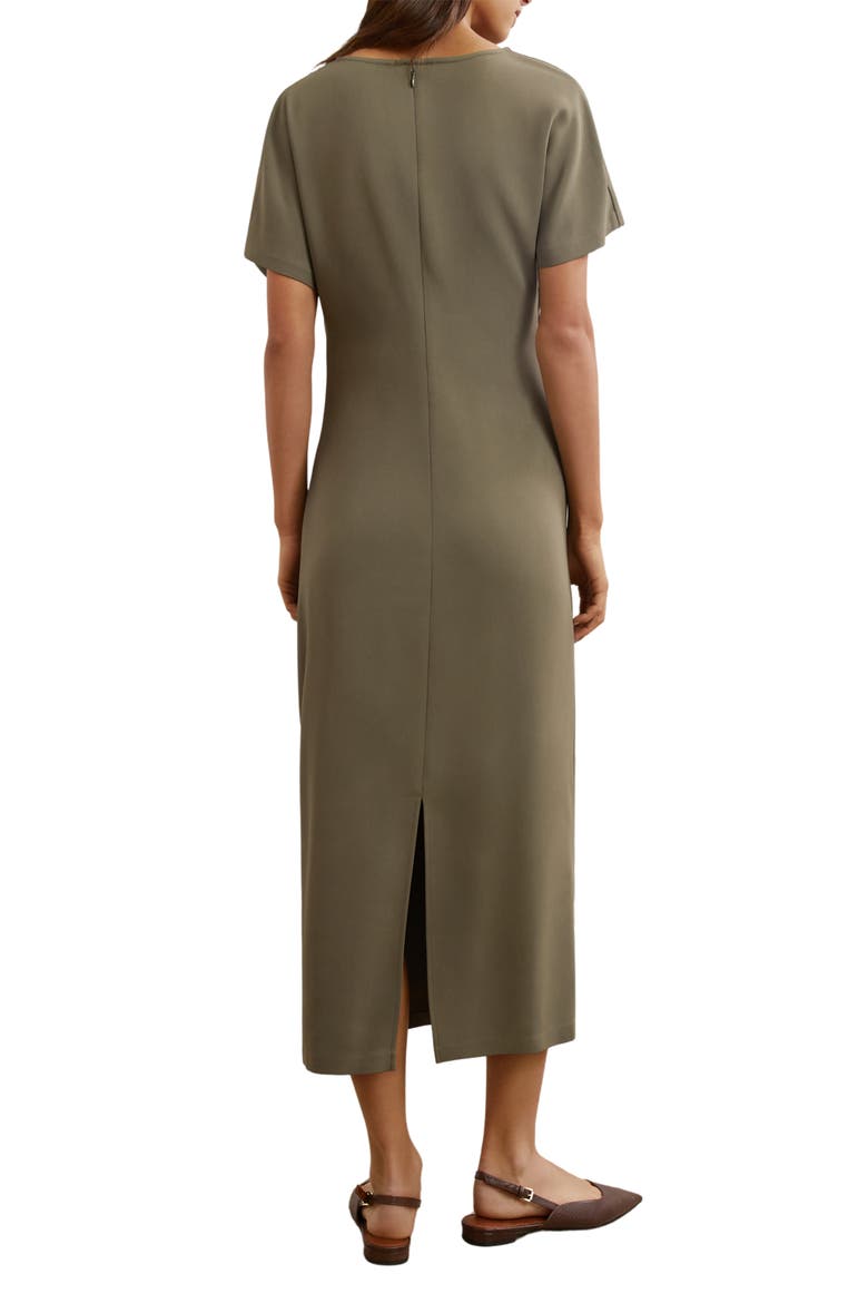 Etta Rib Detail Drape Dress, Alternate, color, KHAKI GREEN