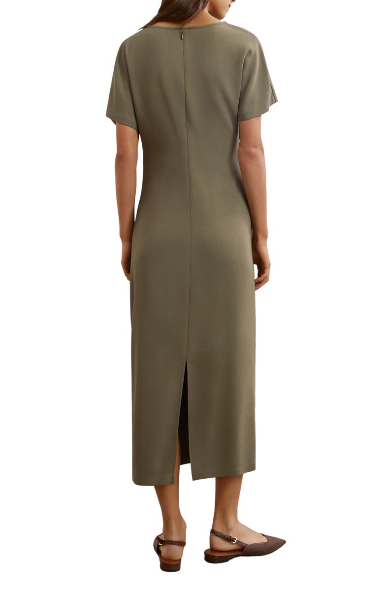 Reiss Etta Rib Detail Drape Dress, Alternate, color, Khaki Green