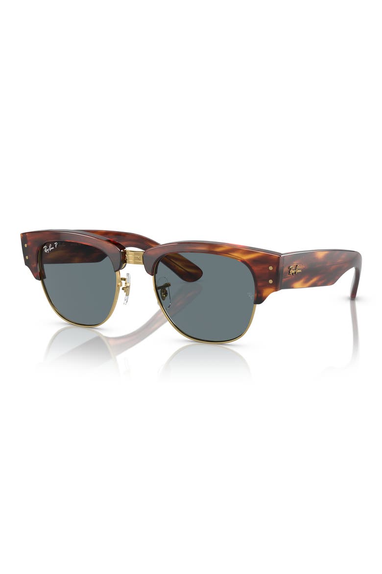 Mega Clubmaster 53mm Polarized Transition Square Sunglasses, Alternate, color, STRIPED HAVANA
