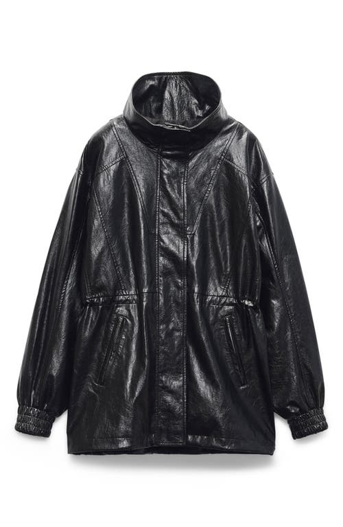 Rag & Bone Monica Faux Leather Foil Jacket Black In Black