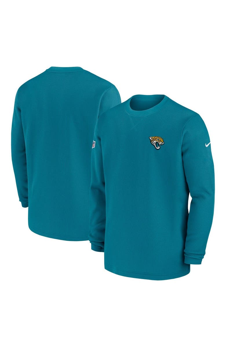 Nike Men's Nike  Teal Jacksonville Jaguars 2023 Sideline Throwback Heavy Brushed Waffle Long Sleeve Top, Main, color, 
