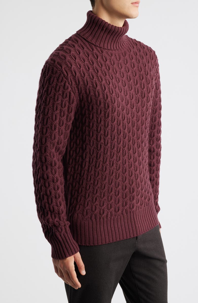 BOSS x Beckham Herrero Wool & Cashmere Cable Sweater, Alternate, color, Dark Red