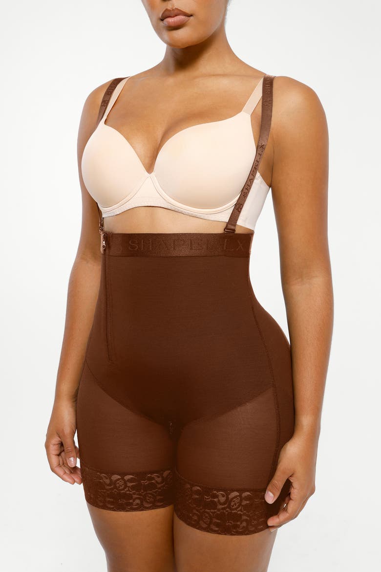 Postpartum Side Zipper Support Shorts, Alternate, color, Mocha