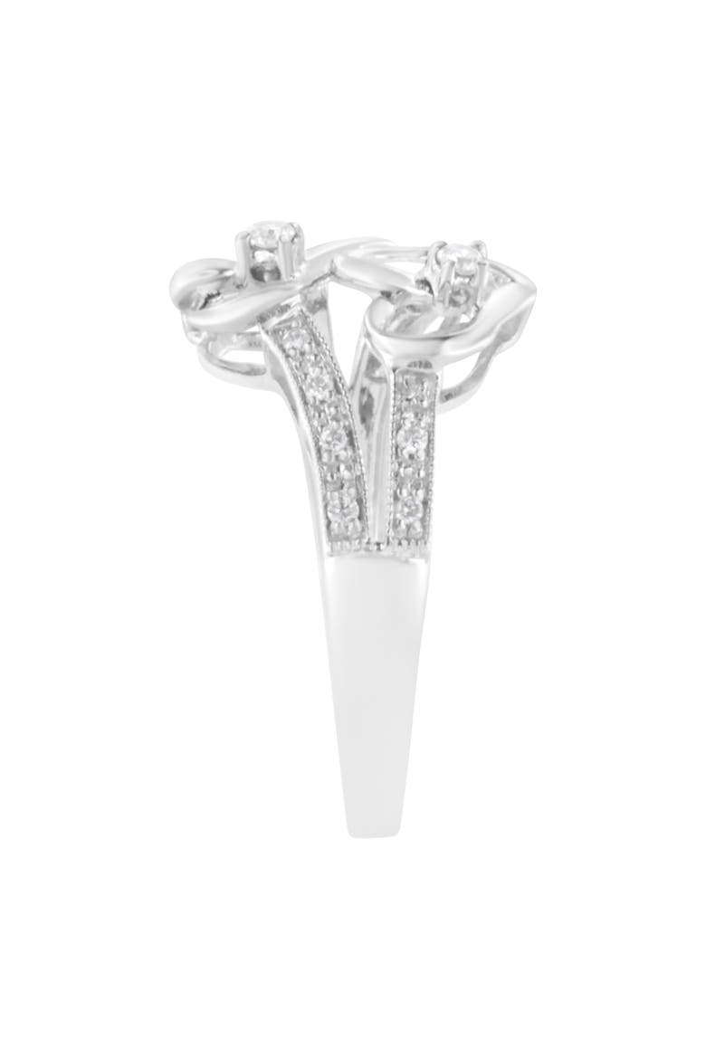 14KT White Gold 1/10 cttw Diamond Twin Heart Ring, Alternate, color, White