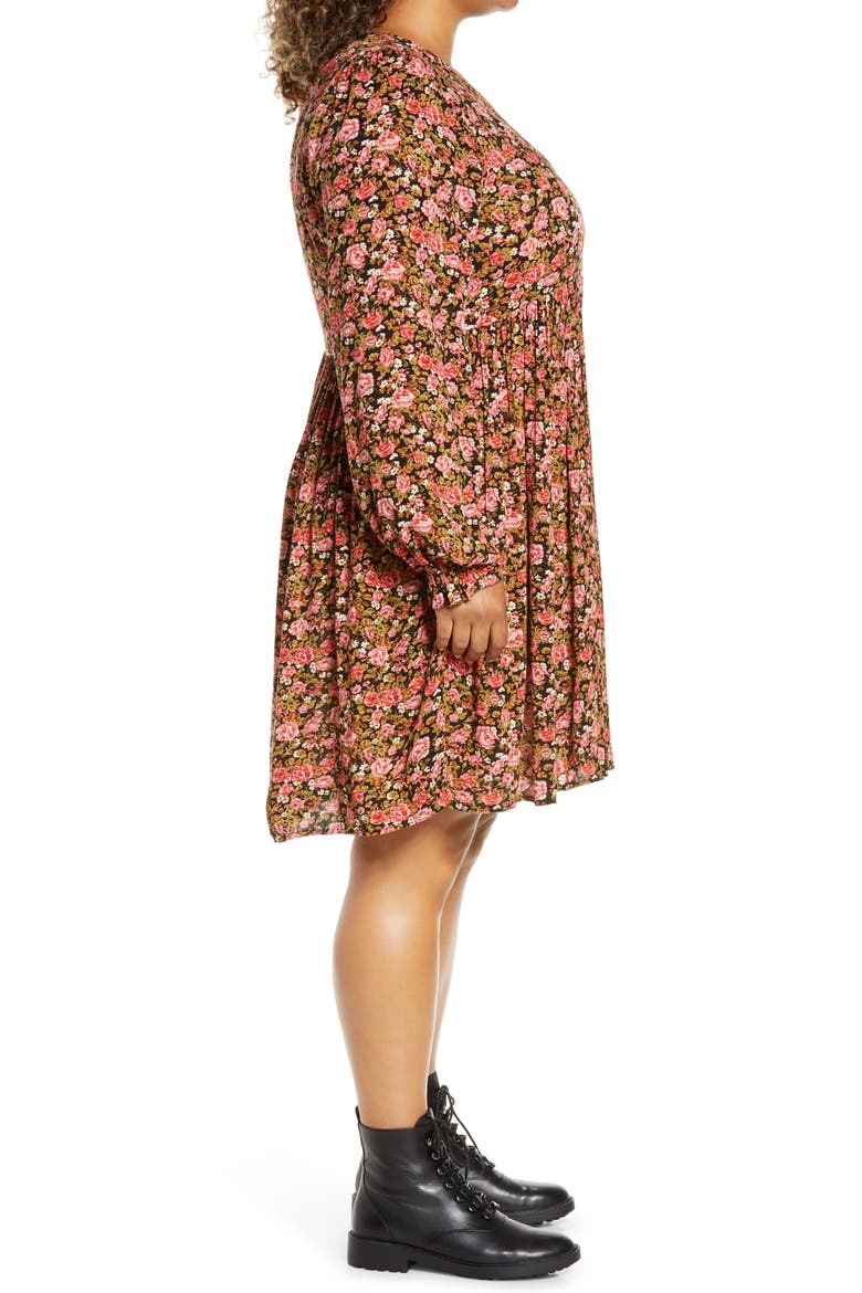 Frill Cuff Long Sleeve Dress, Alternate, color, BLACK BETSY ROSE FLORAL