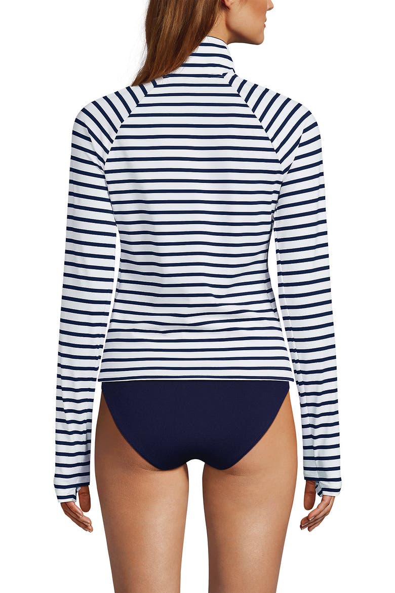 Long Sleeve Rash Guard Cover-up UPF 50, Alternate, color, White/Deep Sea Navy Stripe