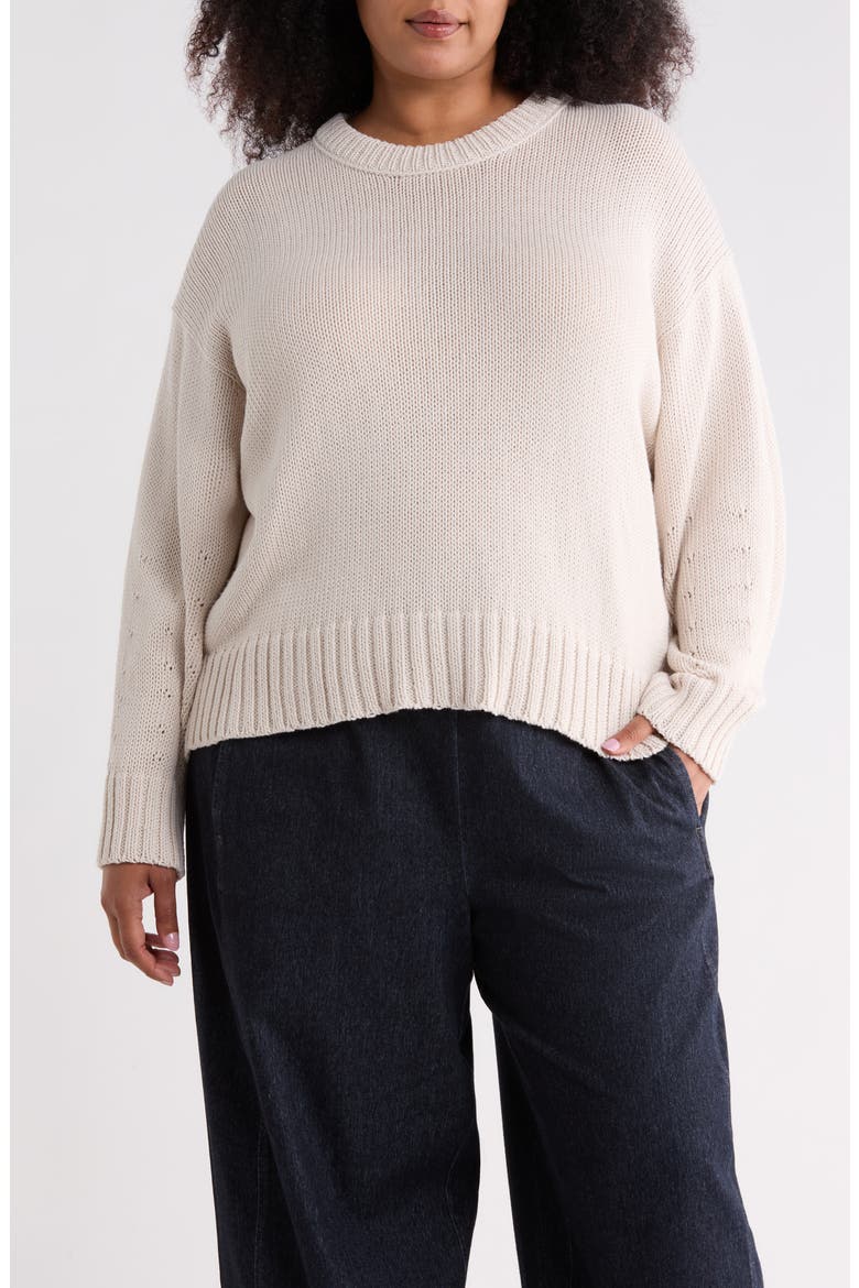 Crewneck Organic Cotton Sweater, Main, color, PLASTER