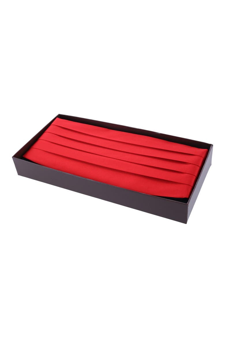 Sutton Solid Silk Cummerbund, Alternate, color, RED