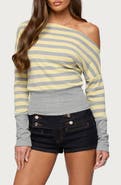 EDIKTED Marniee Stripe One-Shoulder Top
