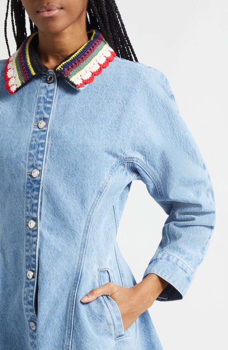 Stine Goya Collared Long Sleeve Denim Minidress, Alternate, color, Denim Blue