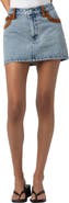 BLANKNYC Faux Suede Trim Denim Miniskirt