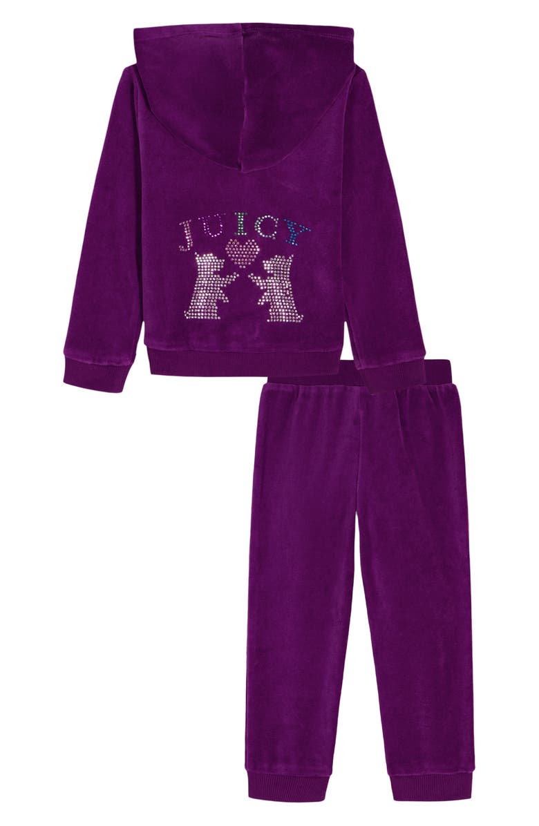 Juicy Couture Kids' Velour Zip Hoodie & Joggers Set, Alternate, color, Amethyst