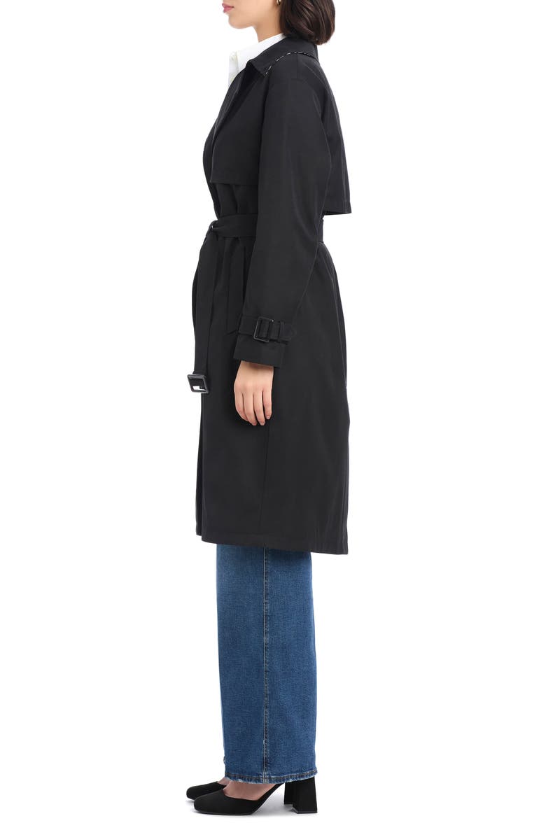 Kate Spade New York Water Resistant Belted Trench Coat, Alternate, color, Black