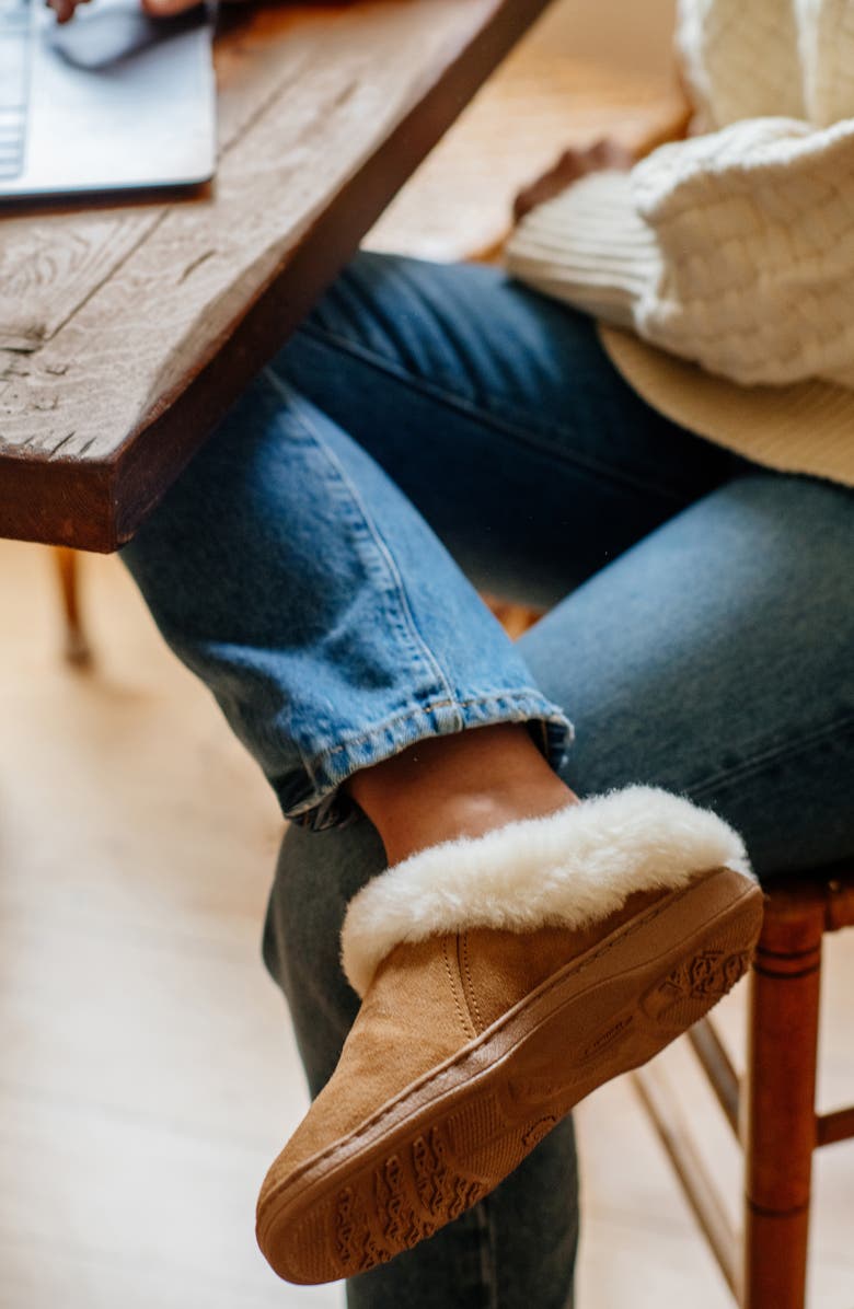 Acorn Genuine Shearling Mule Slipper, Alternate, color, Walnut