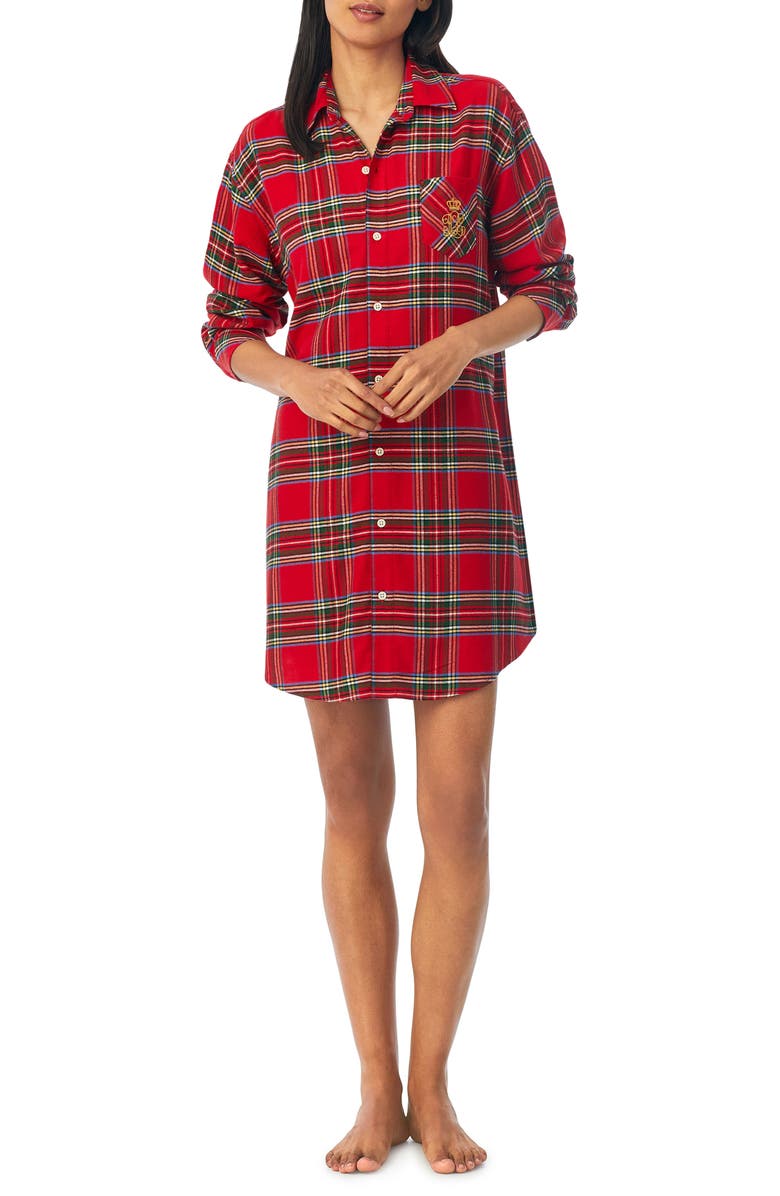Lauren Ralph Lauren Plaid Sleep Shirt, Alternate, color, 
