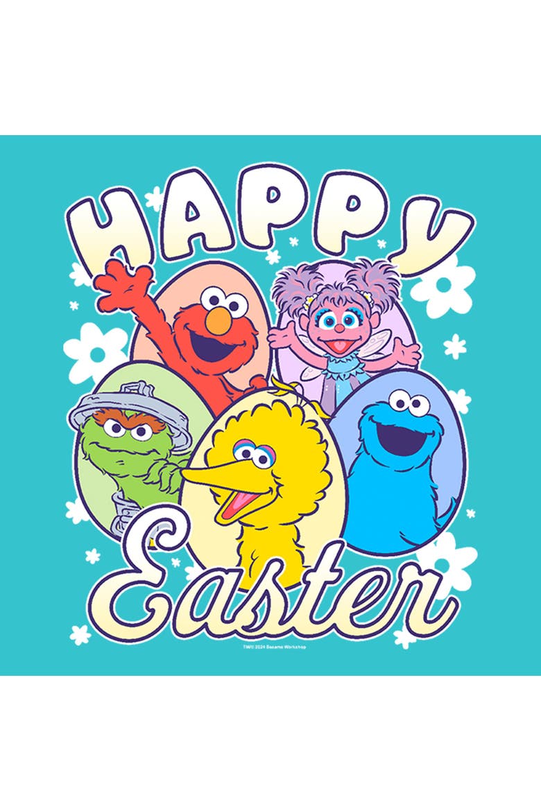 Girl's Sesame Street Happy Easter Eggs  Graphic T-Shirt, Alternate, color, Tahiti Blue