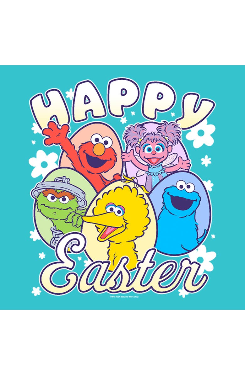 Sesame Street<sup>®</sup> Girl's Sesame Street Happy Easter Eggs Graphic T-Shirt, Alternate, color, Tahiti Blue