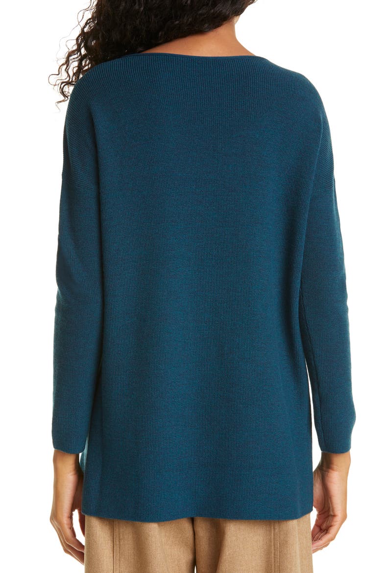 Bateau Neck Merino Wool Tunic Sweater, Alternate, color, BLUE SPRUCE
